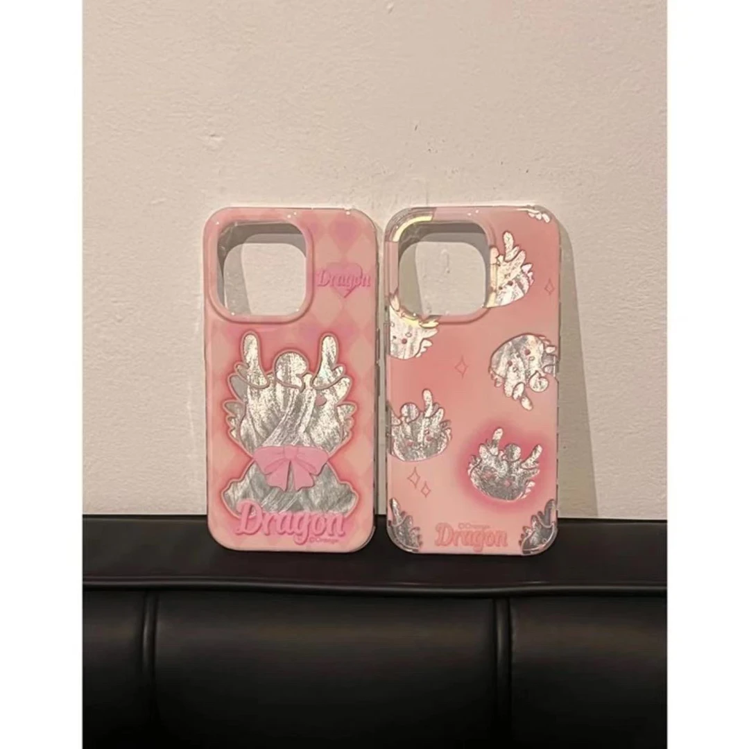 日韩可爱珠光龙插画适用iPhone15/13proamx新款手机壳苹果14/12女