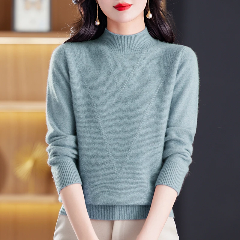 哥弟阿玛施正品100%纯山羊绒女半高领毛衣内搭针织加厚打底衫秋冬