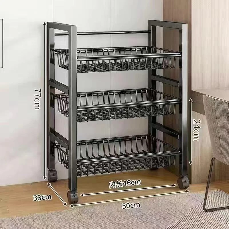 厨房置物架落地多层菜篮架子可移动推拉储物架蔬菜水果多功能放菜