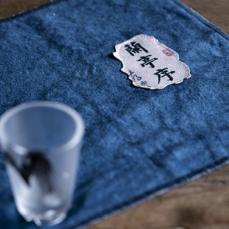 【福利上新】中式禅意吸水棉麻兰亭序茶席.50*20cm.5001.棉麻茶巾茶