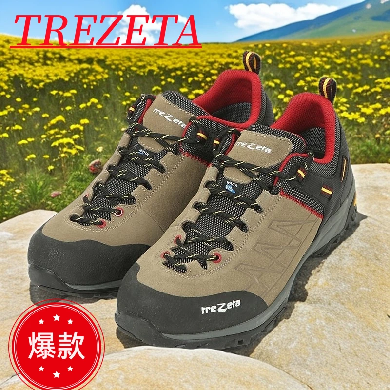 TREZETA【特卖】男士跑步运动透气舒适网面防水系带户外休闲V底鞋