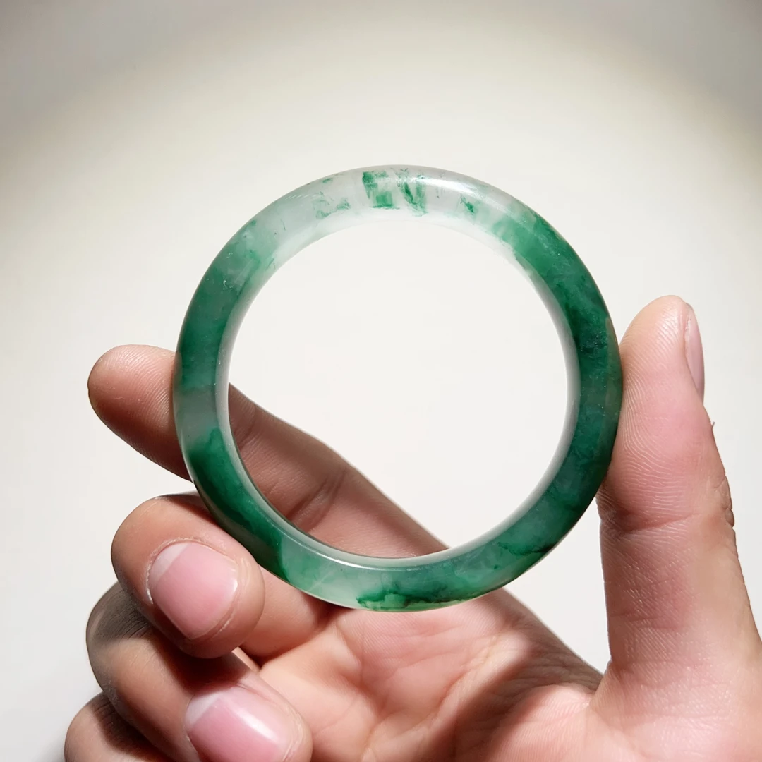 天然非洲翠高冰飘花手镯绿色冰透飘绿多样性发货