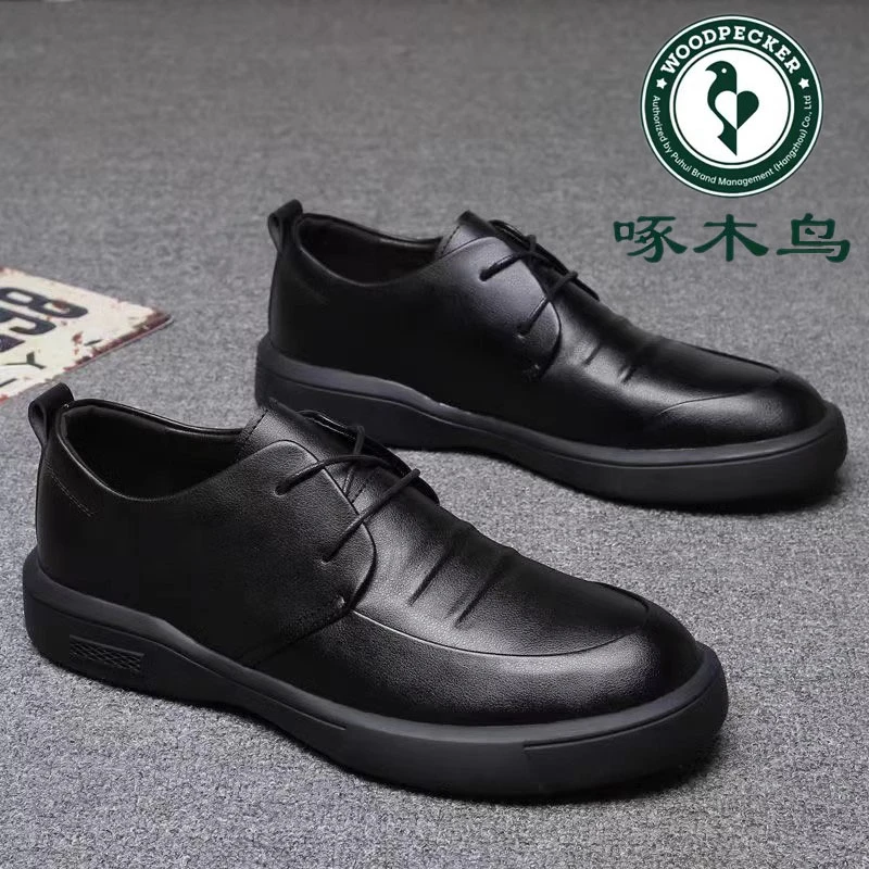 啄木鸟男鞋秋季男士皮鞋真软皮防滑透气内增高商务休闲鞋皮鞋男款