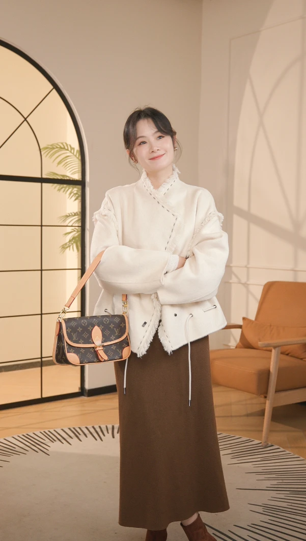 麦子家  【拉丝流苏】100%绵羊毛经典轻奢百搭外套复古秋冬日常