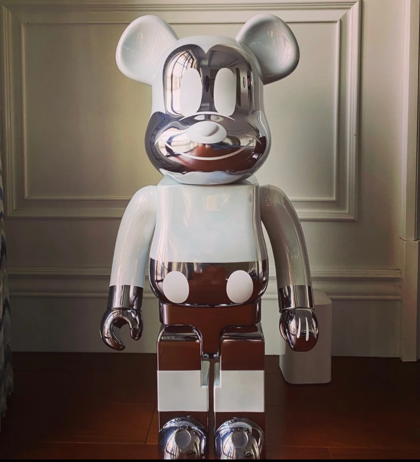 祖国积木熊暴力熊电镀藤原浩三代白色米奇bearbrick1000%潮玩摆件