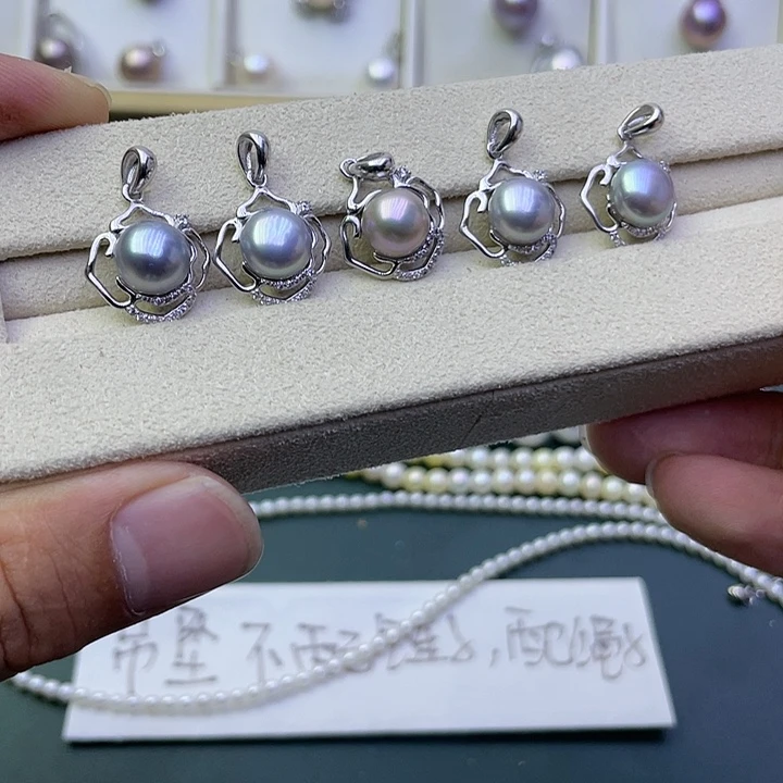 淡水珍珠吊坠(不含链)银S925镶嵌