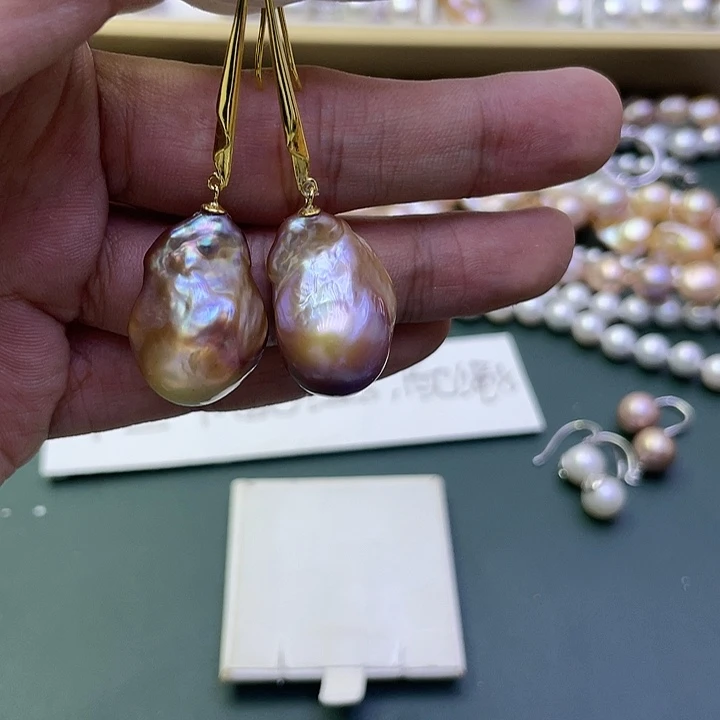 淡水珍珠耳饰银S925镶嵌