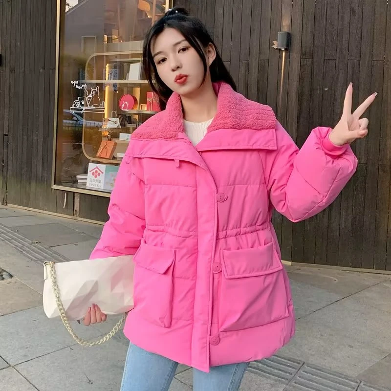 大码女装冬季加绒加厚 时尚气质洋气大玲子中长款棉服910