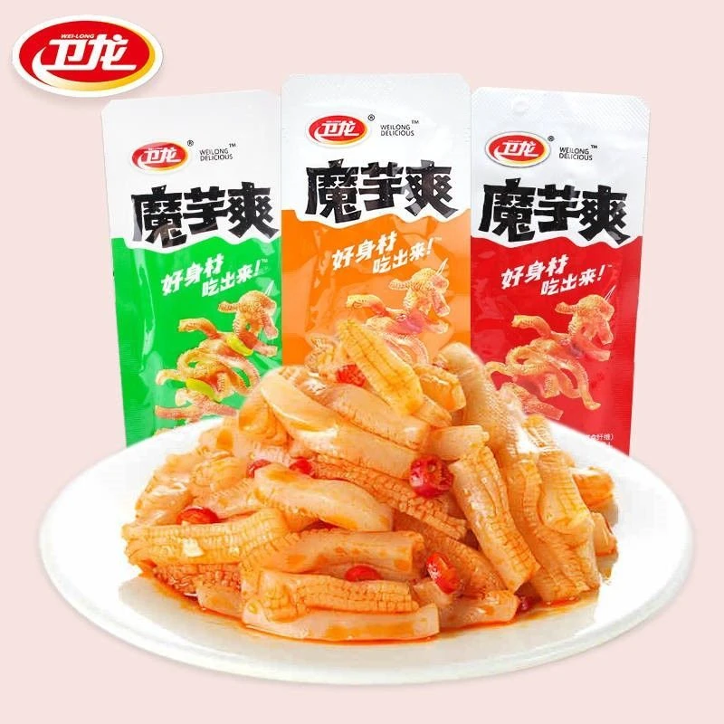 卫I龙魔芋爽素毛肚网红零食香辣魔芋素肉豆干小面筋辣条酸辣味