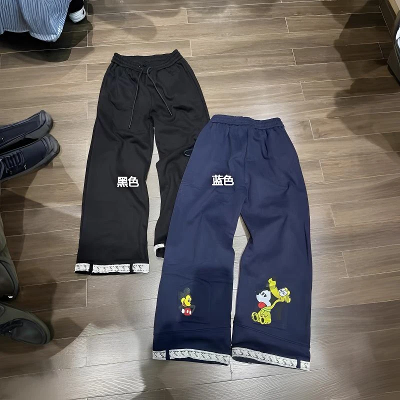 南油同款2024秋冬设计师款卡通米奇加绒卫裤俏皮甜酷宽松直筒裤