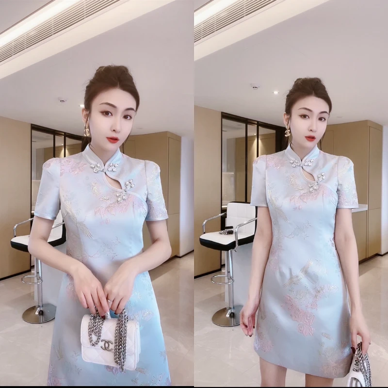 M9A83611  2025新款气质款时尚中式连衣裙复古中国风旗袍裙女