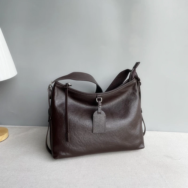 欧美时尚真皮女包韩版复古百搭头层植鞣牛皮单肩斜挎包轻奢感气质