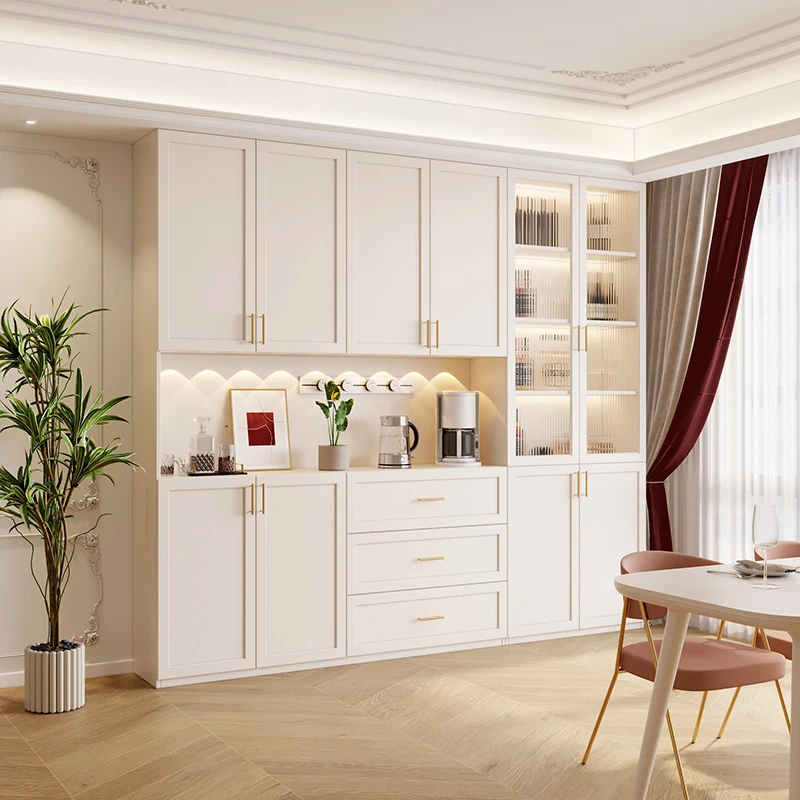 檀奥法式奶油餐柜客厅收纳酒柜橱柜餐柜吧台现代简约高柜C53家用