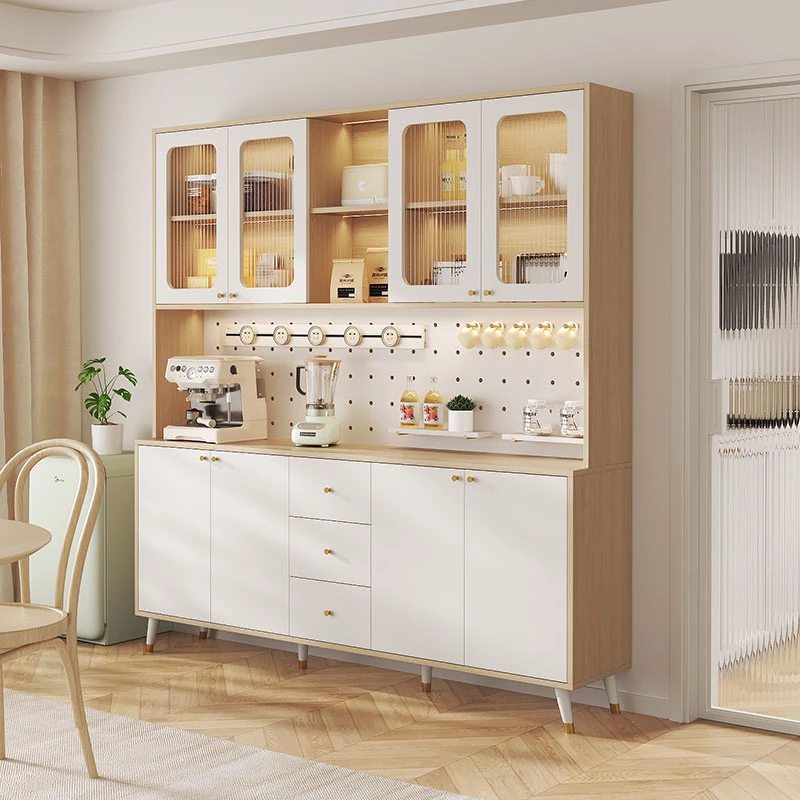 原木风餐边柜实木靠墙一体客厅酒柜厨房茶水柜墙边柜置物储物柜