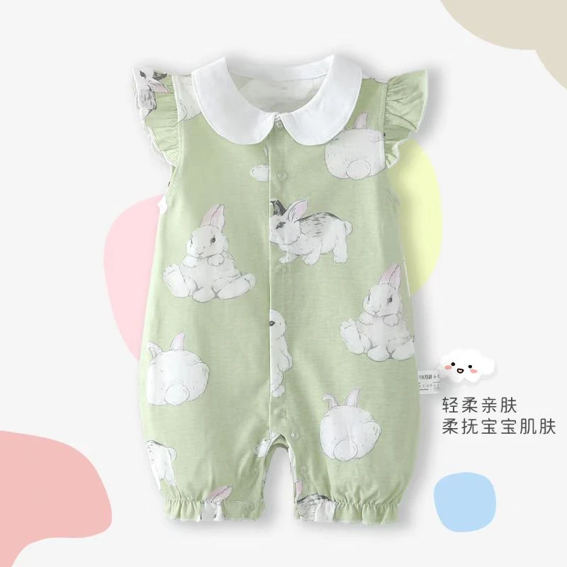 婴儿连体衣夏季薄款公主轻柔衣服空调服婴幼儿夏装无袖宝宝哈衣