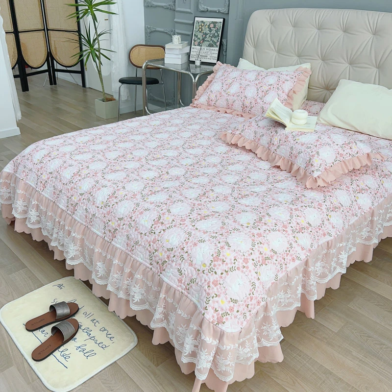 ※水洗双层纱 【三件套】舒适床裙枕套四季款可机洗不滑床