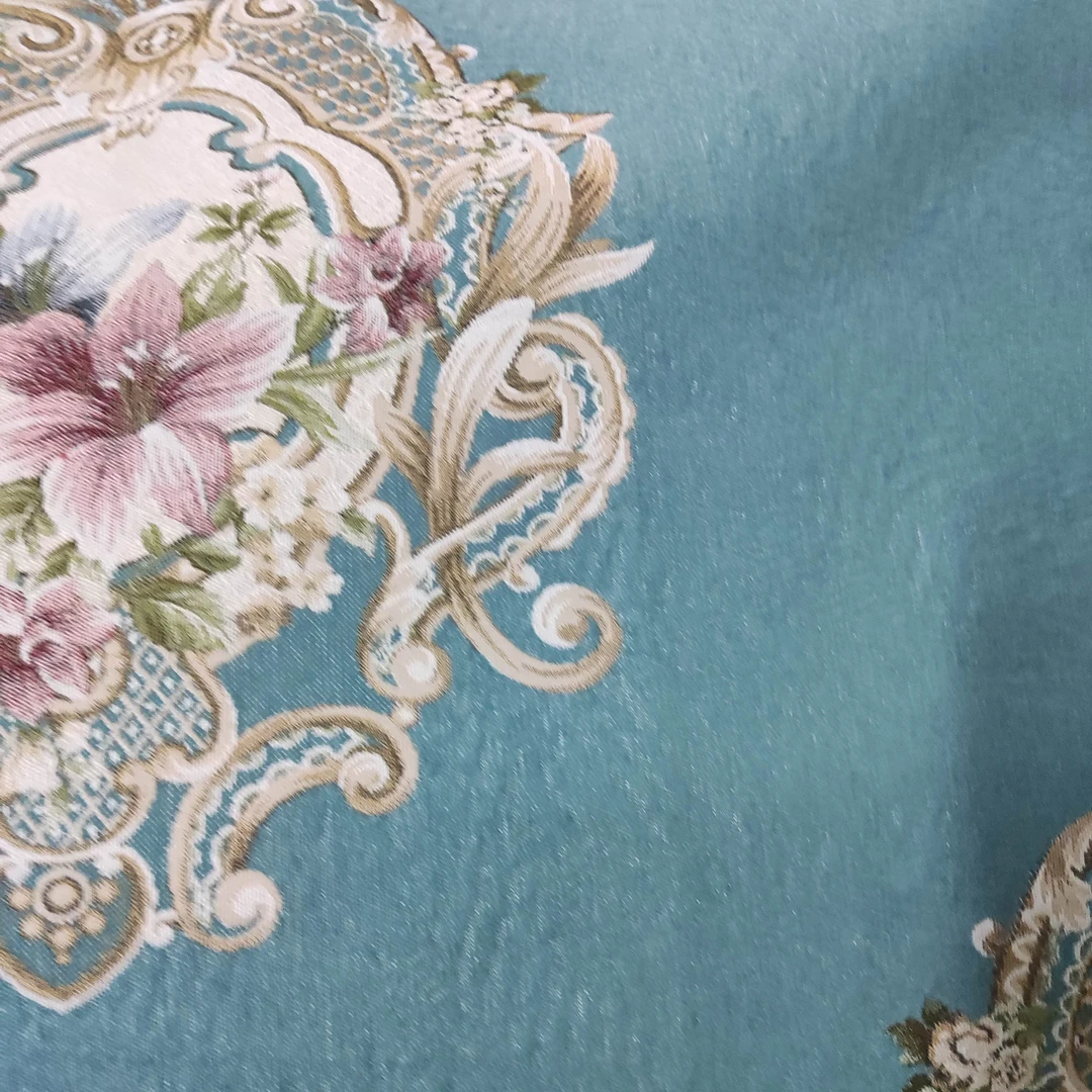 2494瑕疵胶点蓝色欧花沙发垫2.4米加3妃有3-5厘米误差