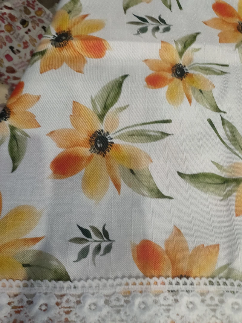 2712雏菊麻料桌布130*180棉布边（有3-5厘米误差）