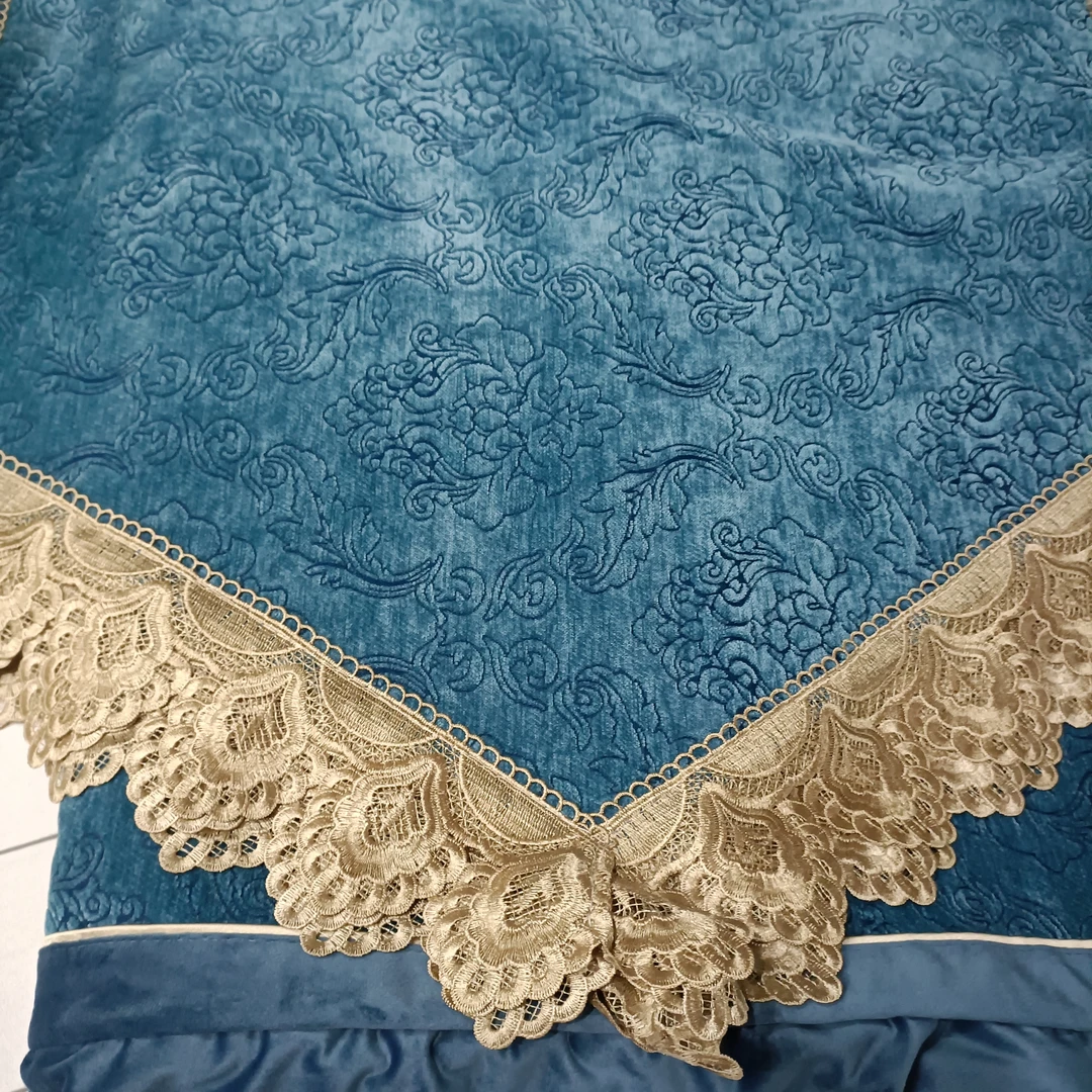 1008蓝色雕刻沙发垫靠背巾拍一发二（-2）