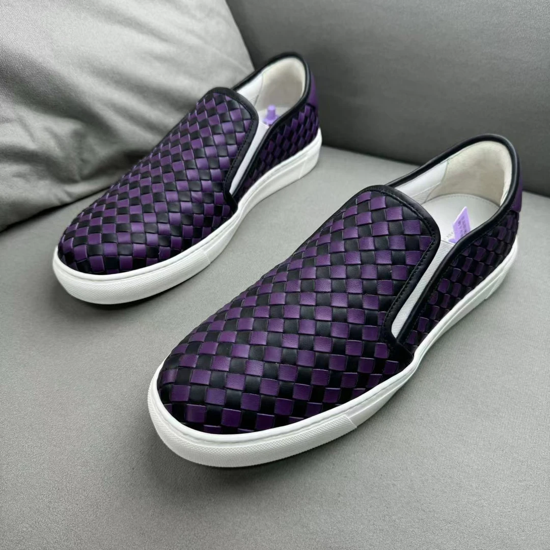 BOTTEGA VENETA/葆蝶家紫色编织面时尚百搭透气一脚蹬 44码/98新