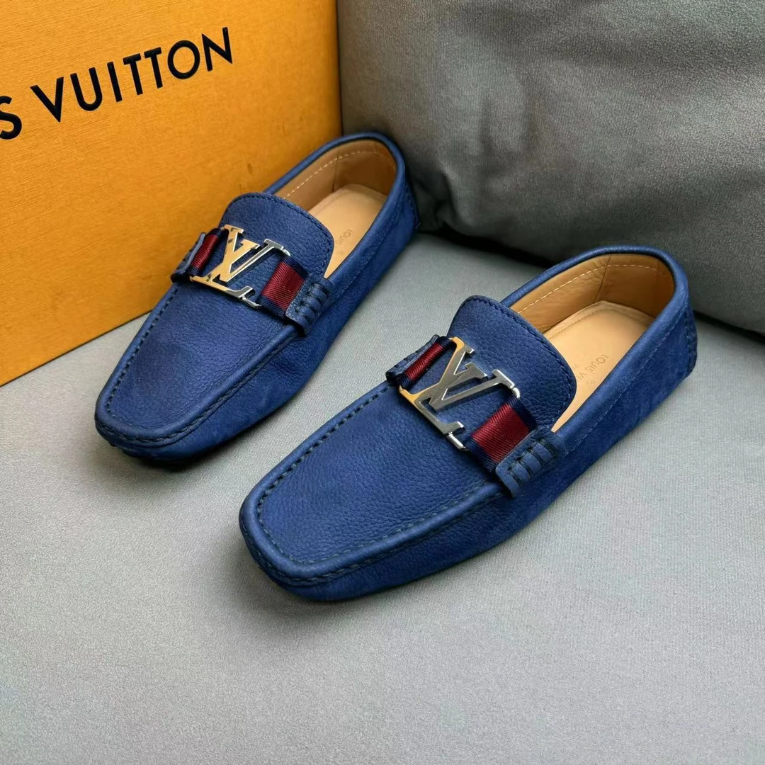 全新未使用 LouisVuitton/路易威登 蓝色时尚大logo豆豆鞋 39码