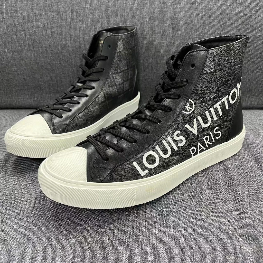 LouisVuitton/路易威登棋盘格满印印花休闲高帮板鞋/42欧/全新
