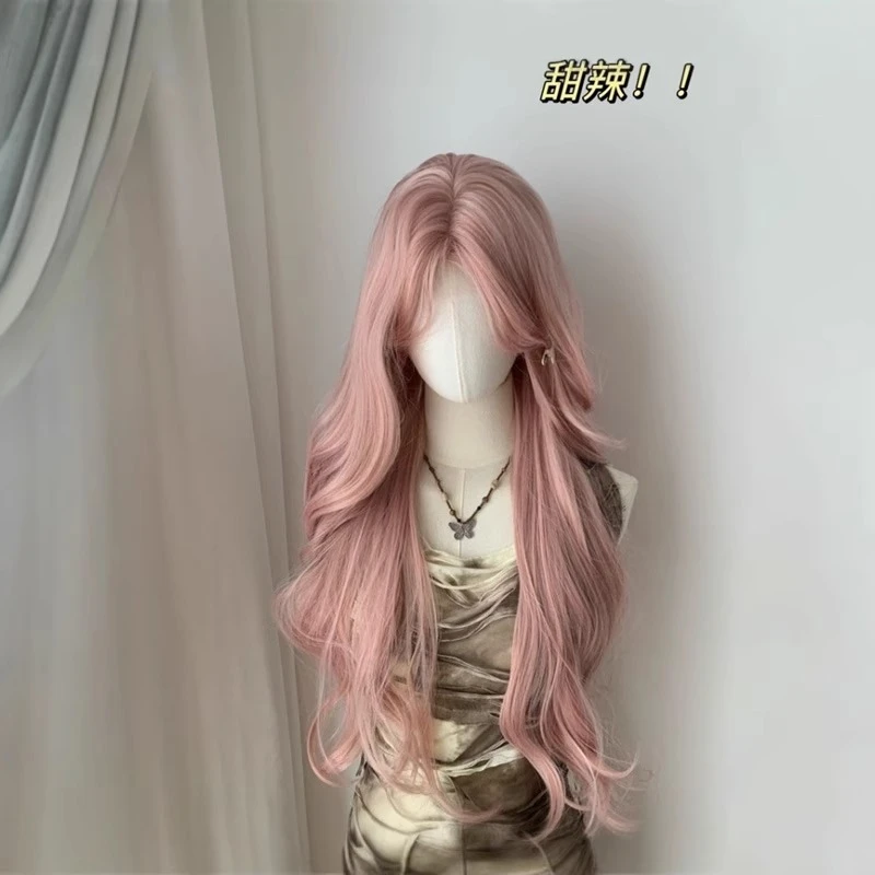 芬妮·粉金假发女全头套前额蕾丝大波浪卷发长发吴慧拉柔柔cos