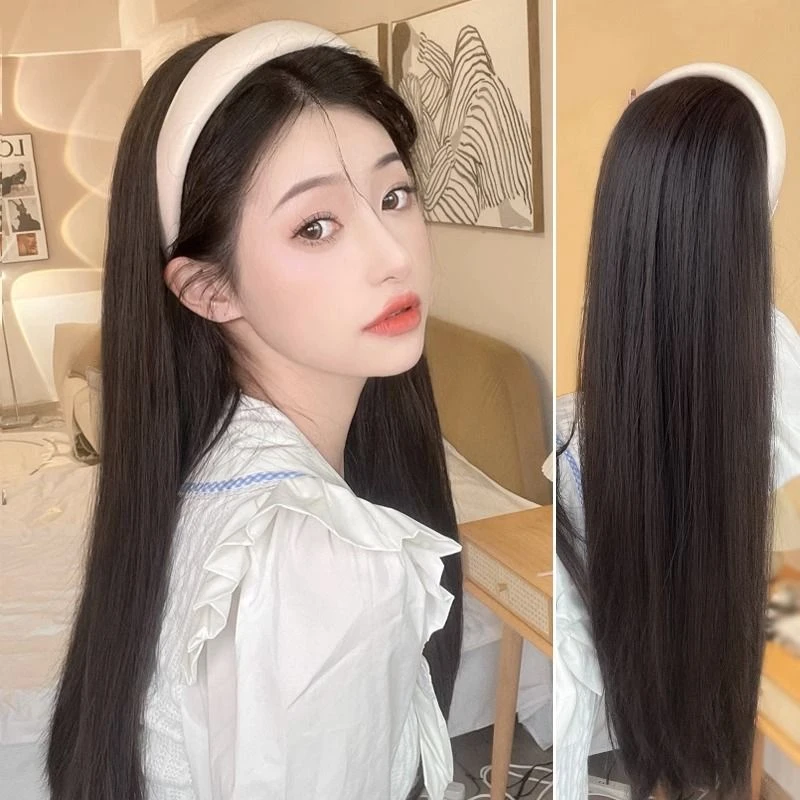 发色女长发发箍发色高颅顶一体头顶发色半头套仿真发长直发假发片
