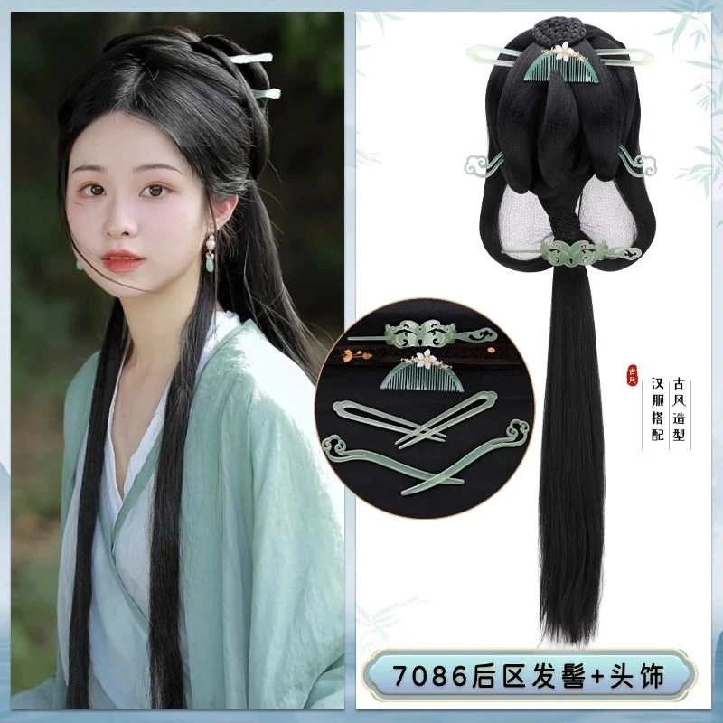 汉服头饰假发古装一体式后压发包古风魏晋风日常垫发后脑勺发髻
