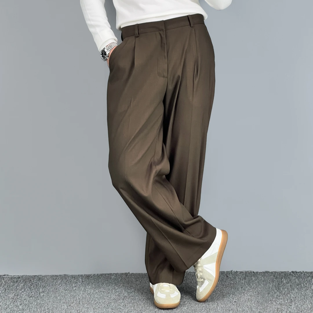 SIMPLE 秋冬男士宽松西裤男直筒高腰休闲潮流韩版复古阔腿裤长裤