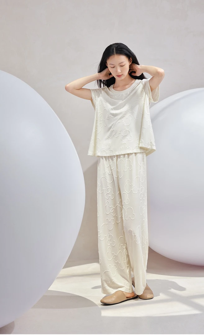宽画家居服 半袖长裤套装