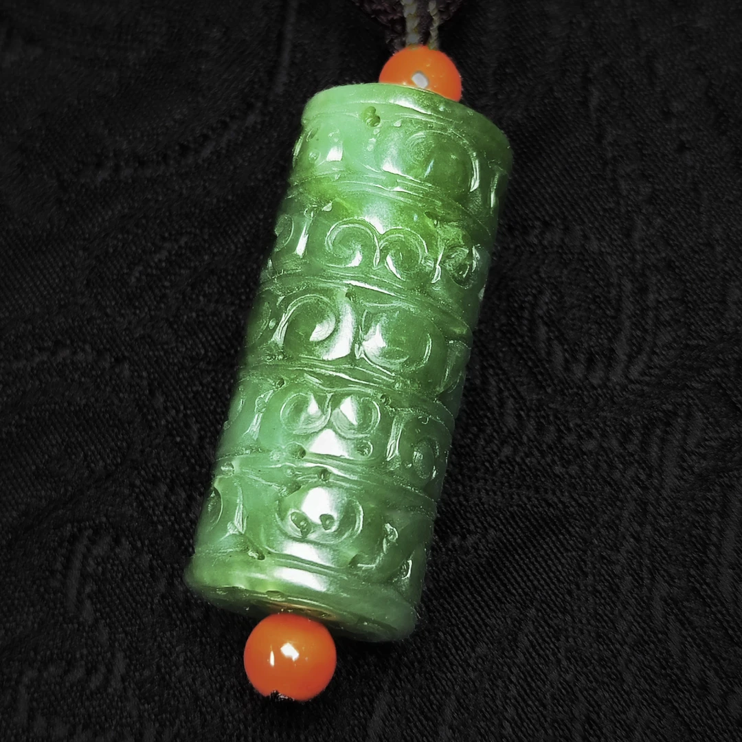 【直播精选】和田玉碧玉苹果绿路路通节节高升吊坠挂件