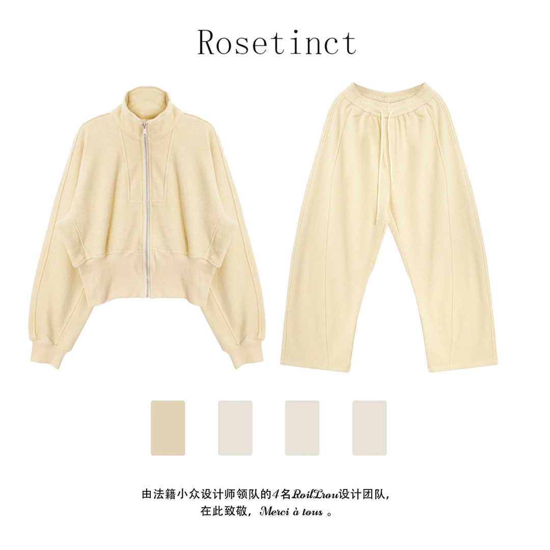 1设计师2024秋冬加绒简约时尚百搭休闲小众宽松纯色套装TZ2411034