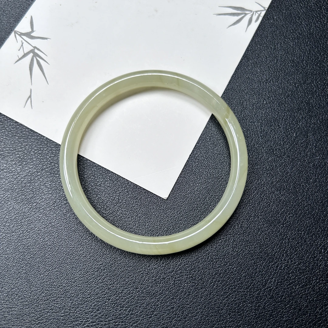 非金属玻璃手镯 黄绿细圆条手镯60