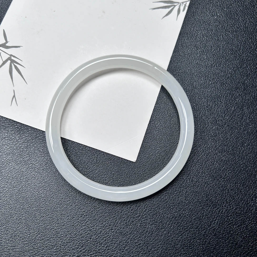 非金属玻璃手镯 白色细圆条手镯61