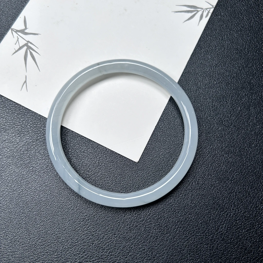 非金属玻璃手镯 烟波灰蓝细圆条手镯59-60-61