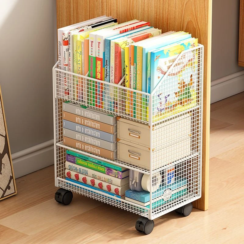 儿童书架家用绘本架可移动玩具收纳架一体靠墙简易书柜置物架落地