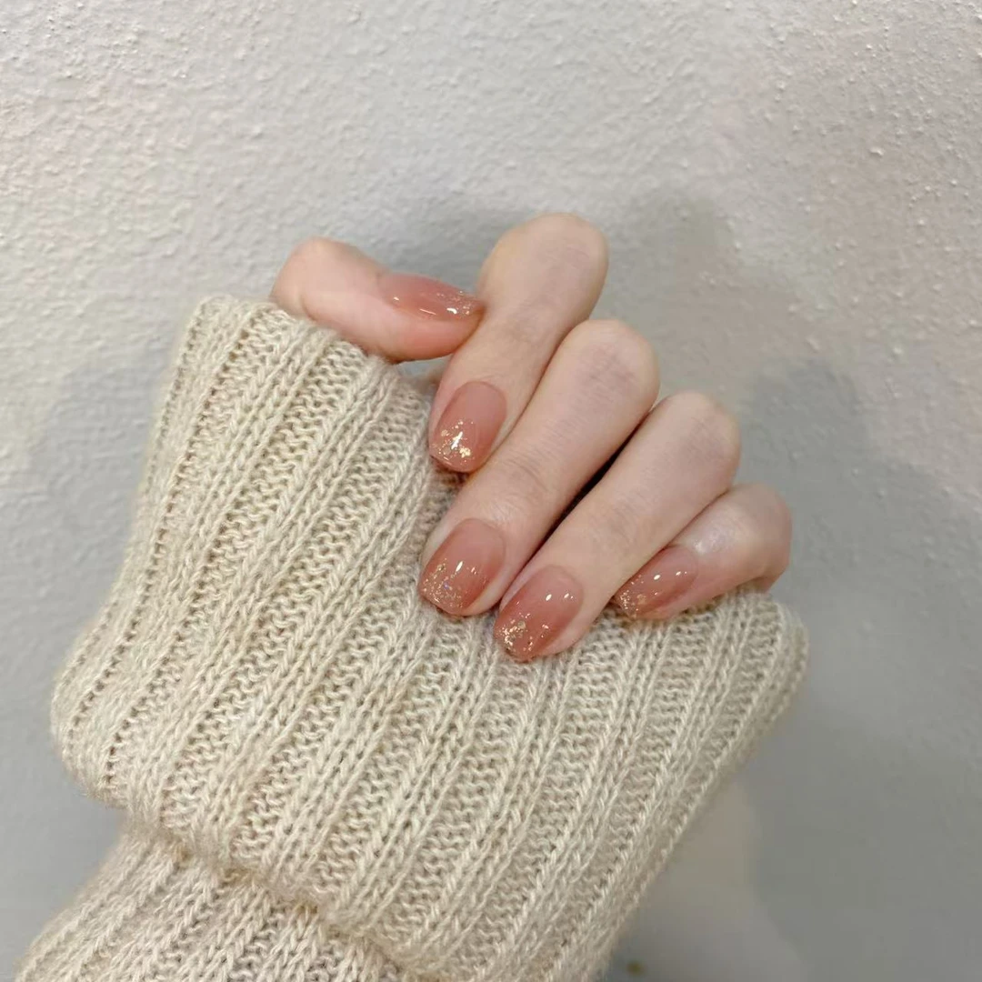 【冰点】裸色冰透闪点 纯手工穿戴甲10片