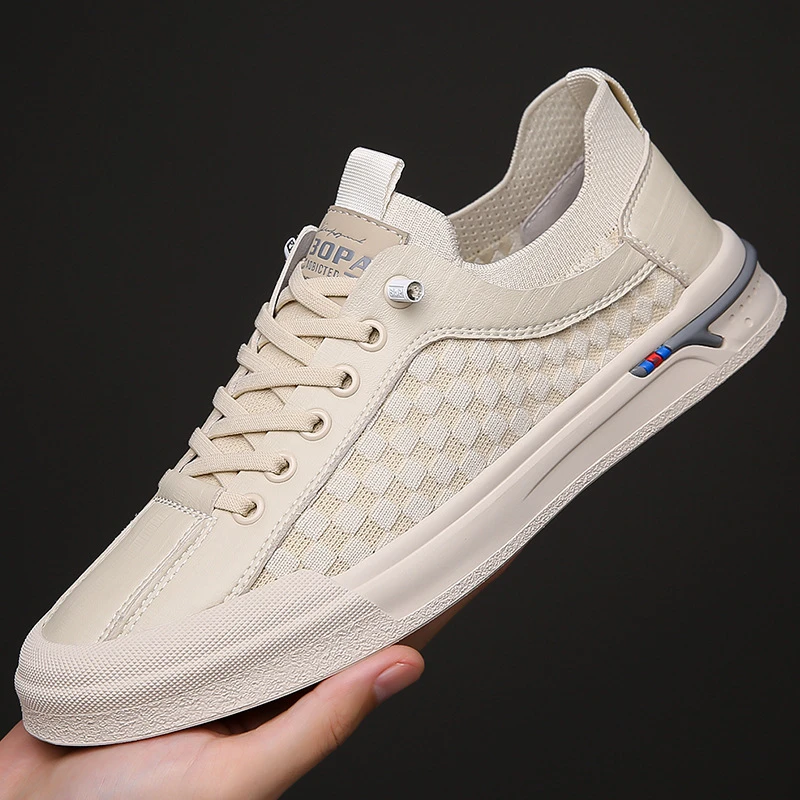 保罗卓凡蒂男士鞋网面飞织百搭运动休闲平板鞋一脚蹬软底防滑潮鞋