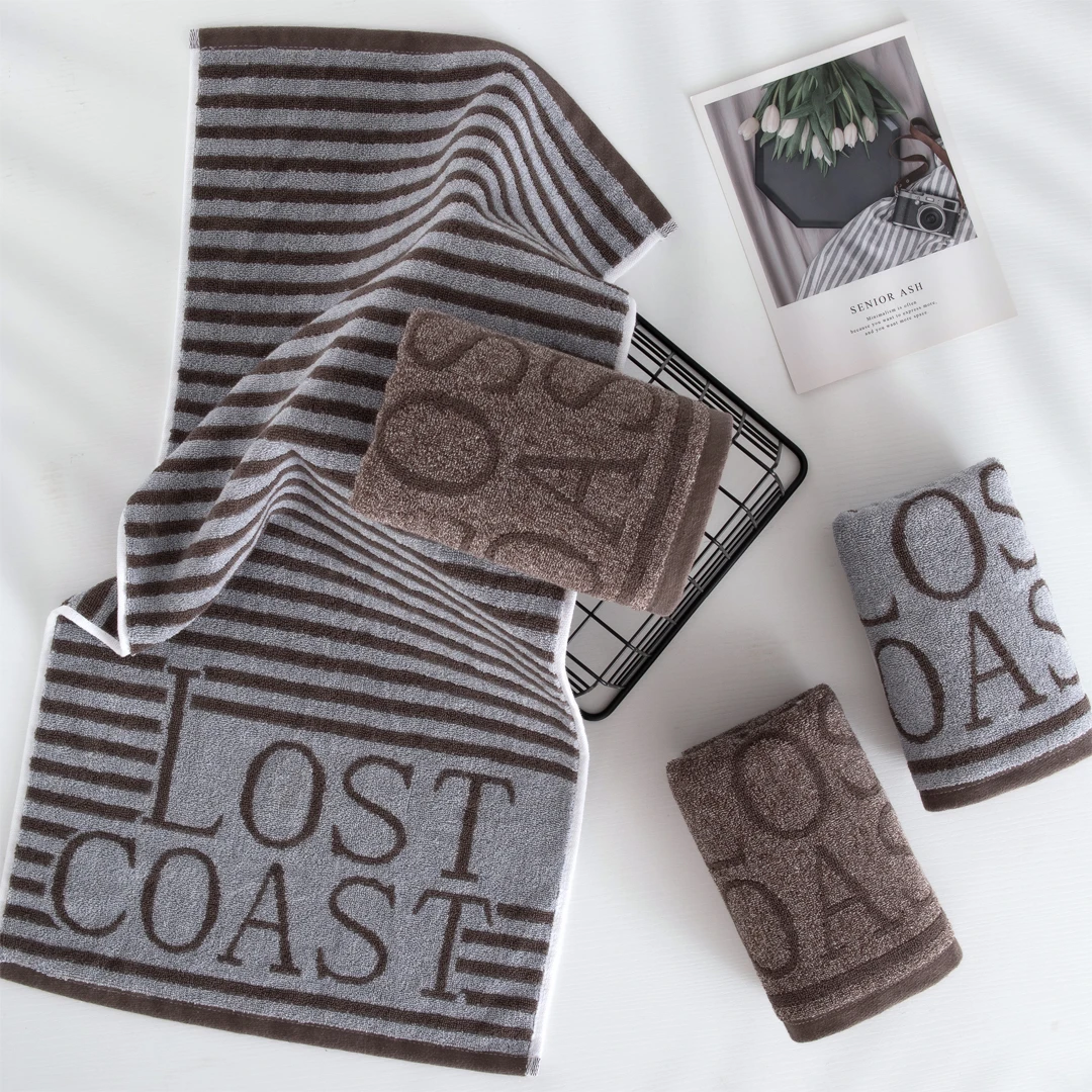 （AB纱字母）纯棉家用深色大毛巾全棉柔软吸水高档面巾成人洗脸洗澡