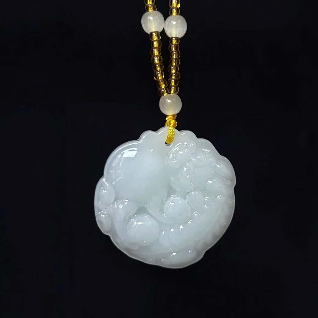 非金属玻璃吊坠  【招财貔貅】国风琉璃貔貅抱球平安扣坠链 ins