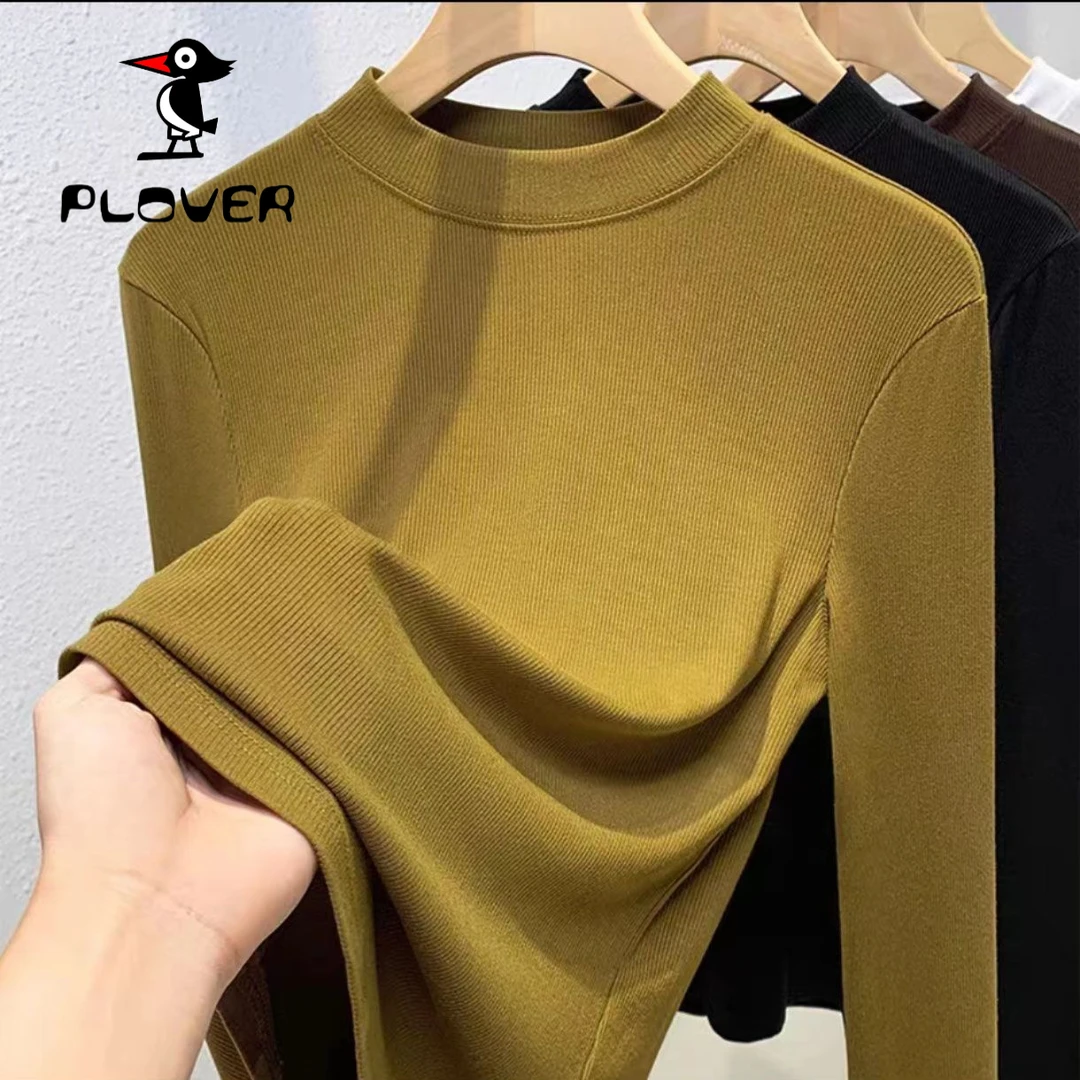 琢木鸟半高领羊绒打底衫女内搭肌理感长袖T恤女秋冬修身显瘦上衣