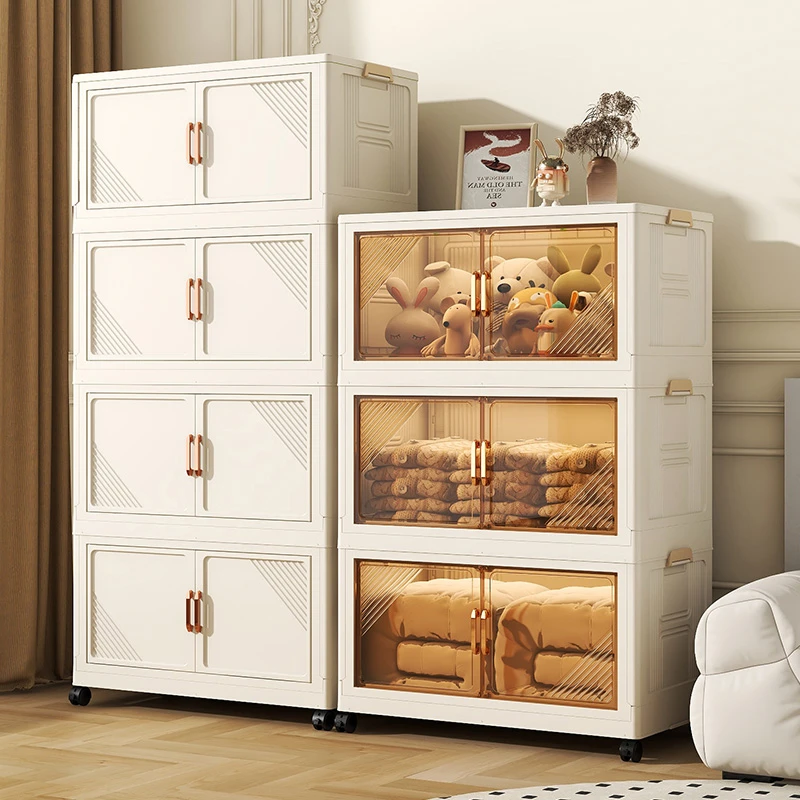 【55面宽大号】免安装折叠收纳储物柜透明密封家用储物柜书柜大容量