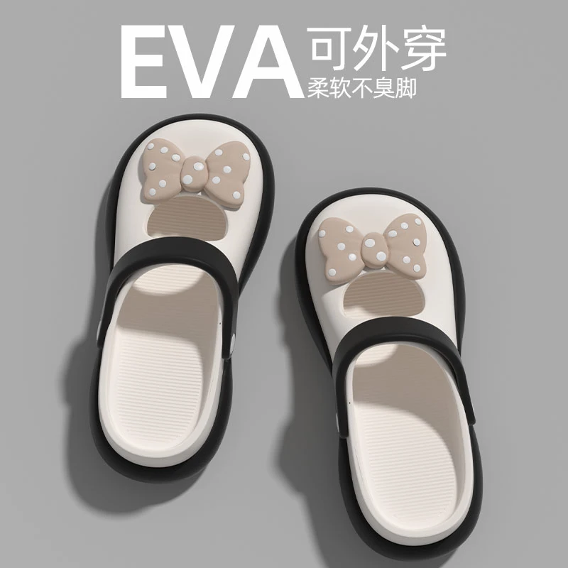 夏季新款高颜值精致蝴蝶结软底拖鞋居家情侣厚底防滑防臭凉拖鞋女