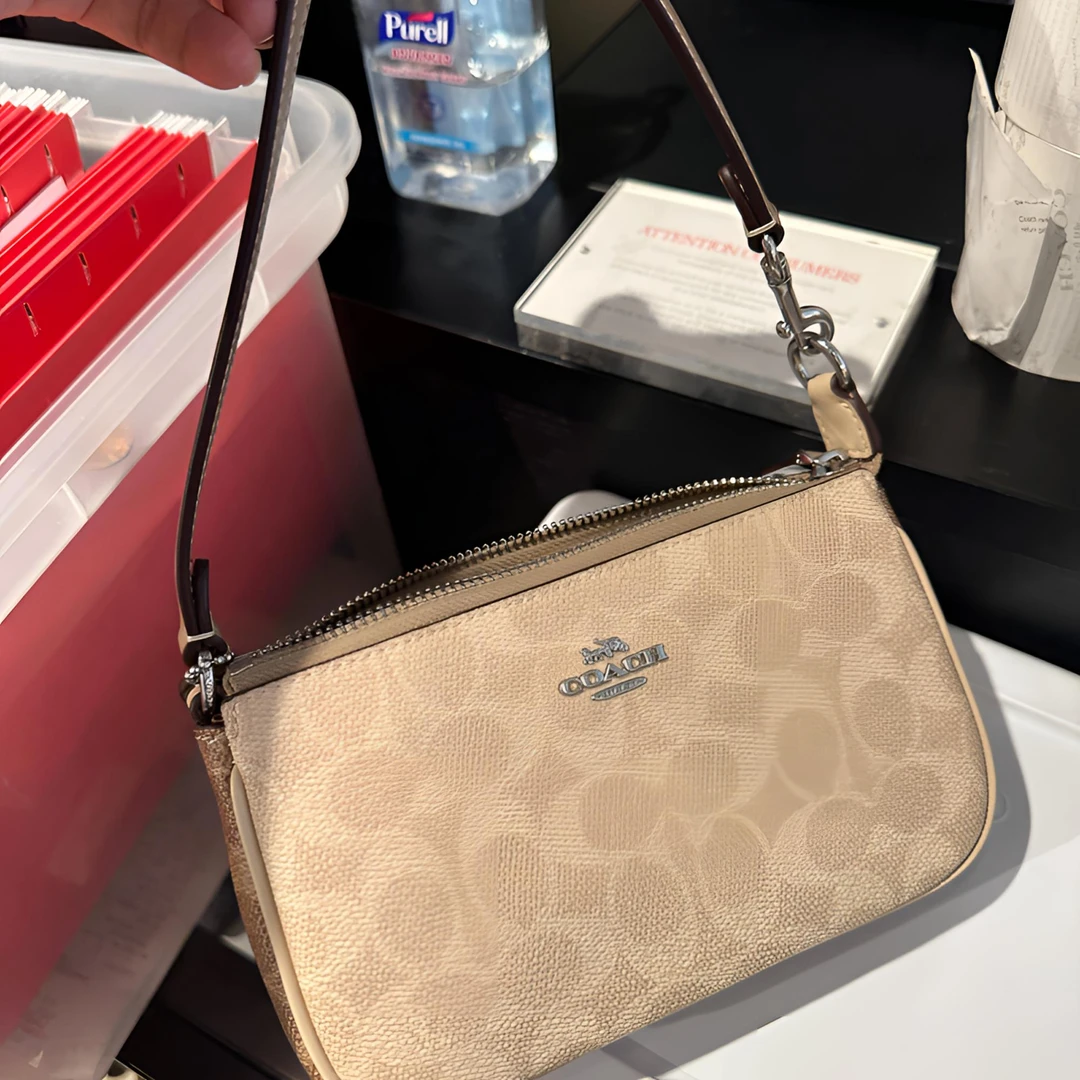 【新款】COACH蔻驰 nolita19 灰褐沙拼色老花 麻将包CY236