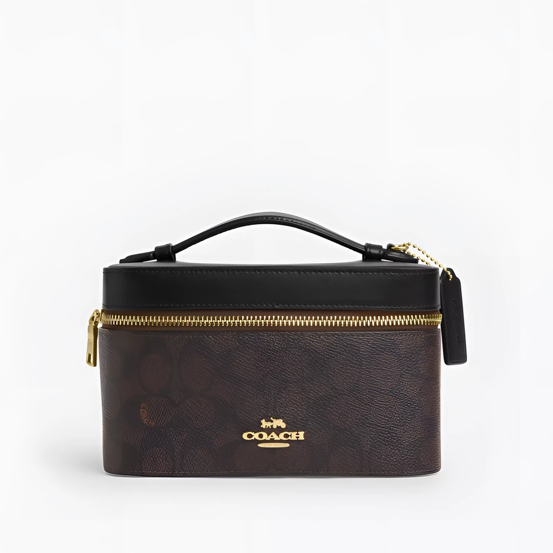 【清仓处理】COACH蔻驰 女士 深棕拼黑 手拿包 CW728 19.5*12*11cm