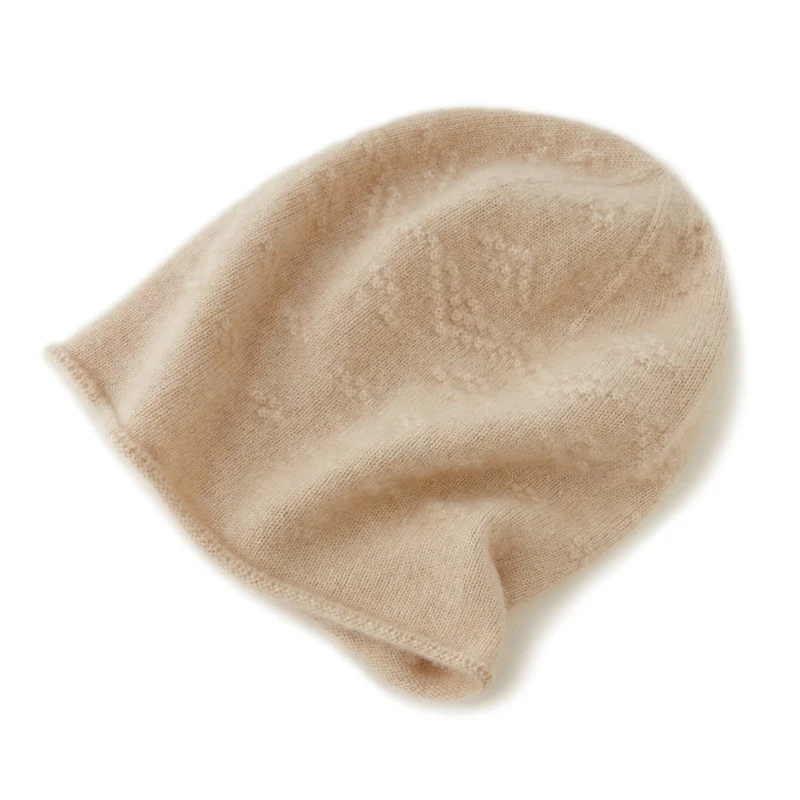 批发羊绒帽子男女100纯山羊绒秋冬新款鼓包针织保暖时尚堆堆帽