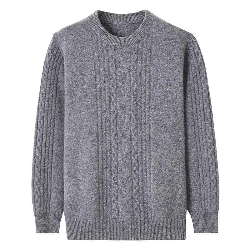 秋冬新款男圆领羊绒衫菱形加厚长袖针织毛衣宽松休闲商务羊毛衫男