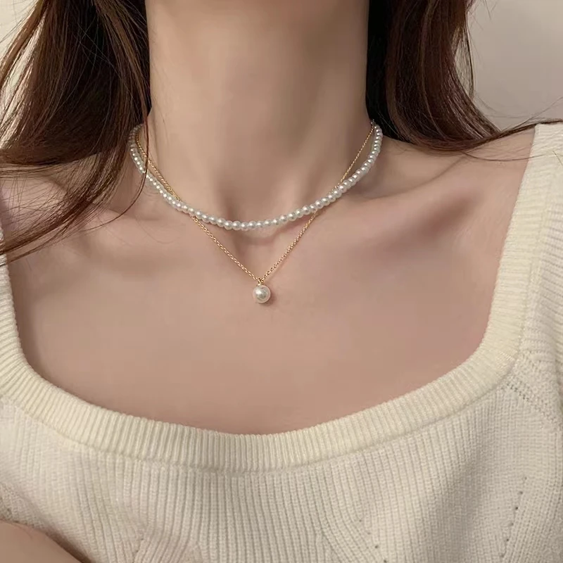 钛钢仿珍珠项链钛钢仿珍珠项链【怦然心动】NK-19吊坠钛钢新款