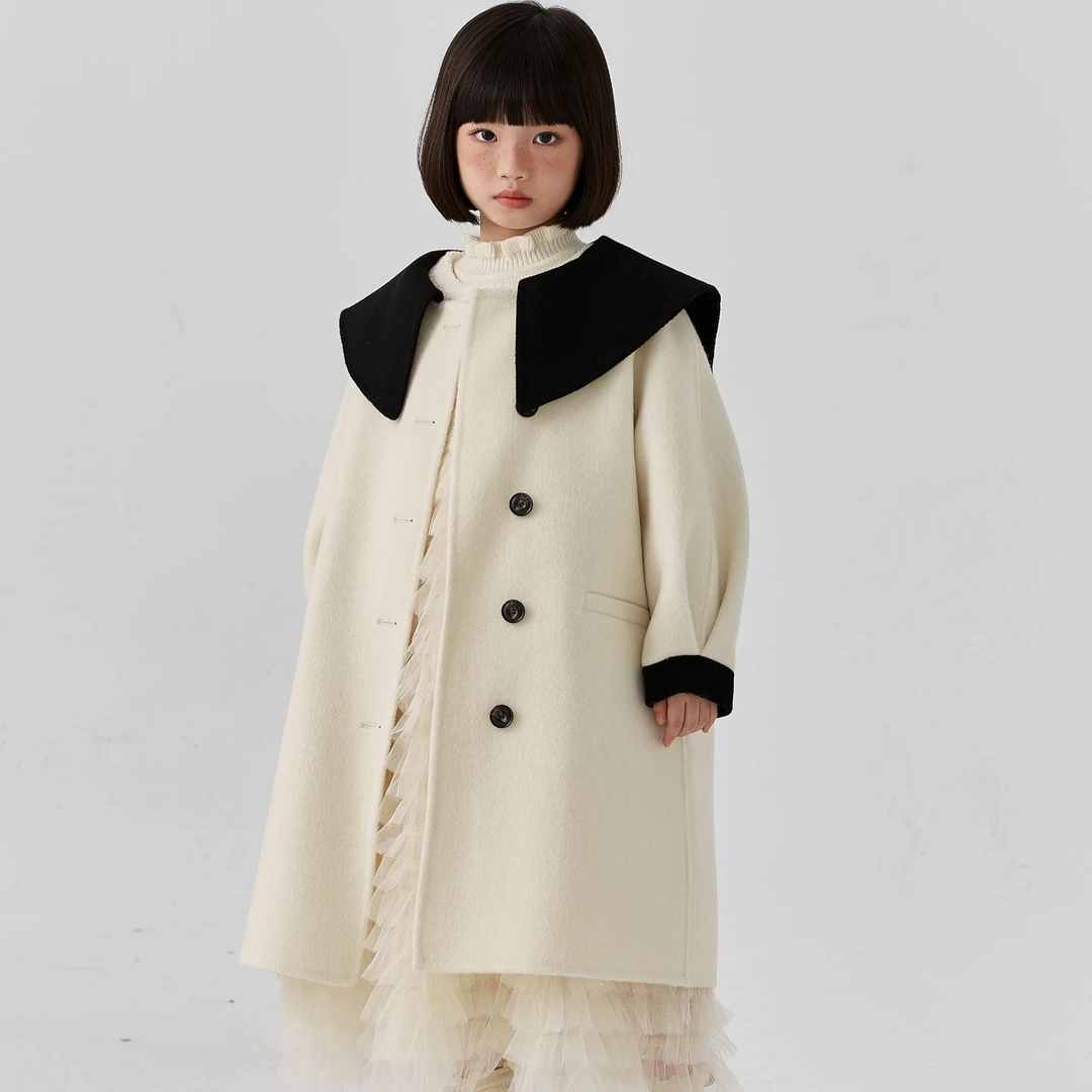 FLOURISHING CAT|秋冬新款女童羊毛双面大衣百搭轻奢韩版亲子装